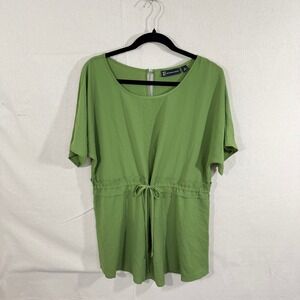 NY&C New York & Company Green Drawstring Waist Short Sleeve Tunic Top Medium